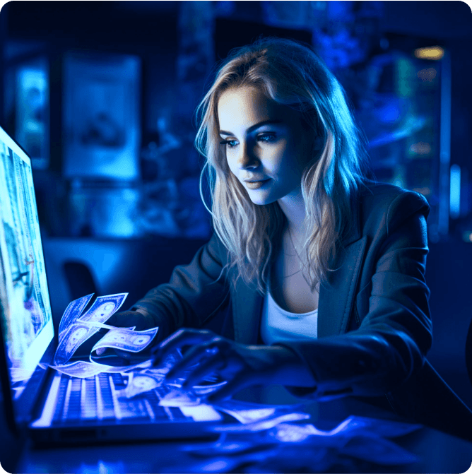 Woman in front of a computer
