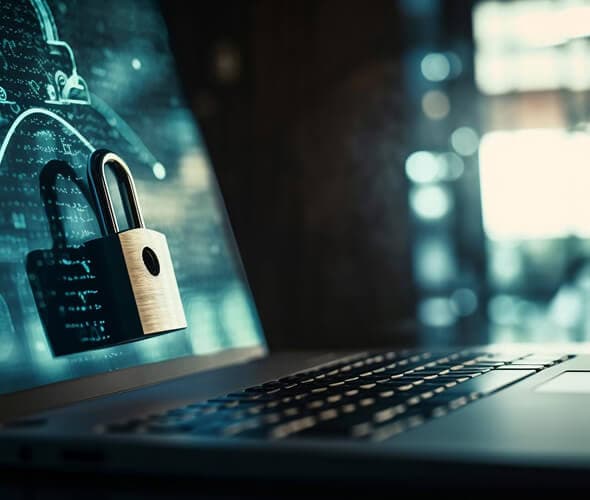pad lock on laptop