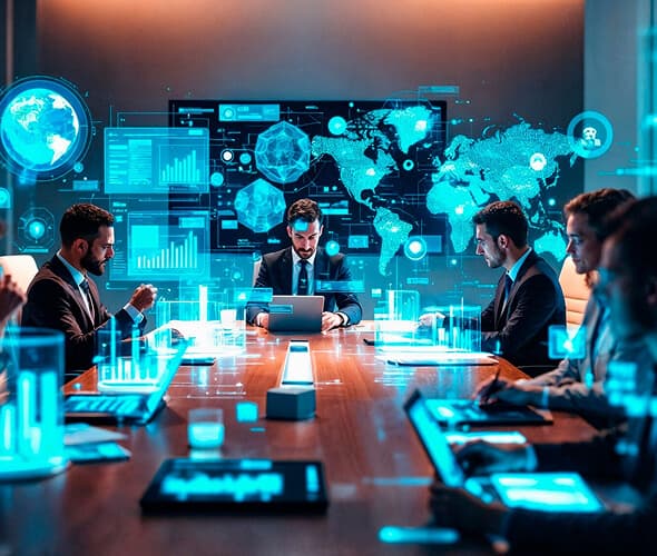 conference room blue background