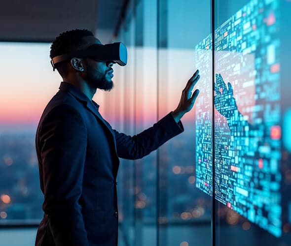 man with vr screen