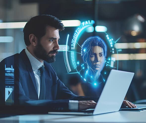 man with hologram