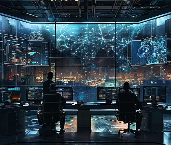 3 people observing graphs