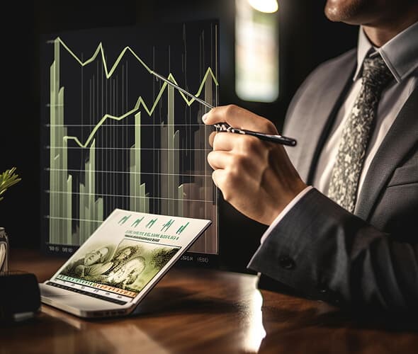 man drawing graph
