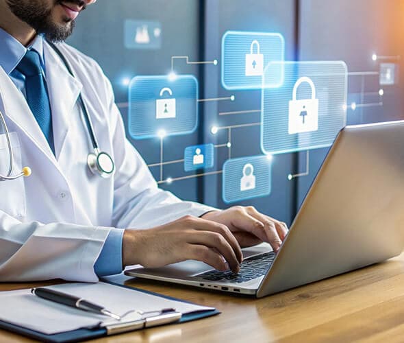 doctor using pc