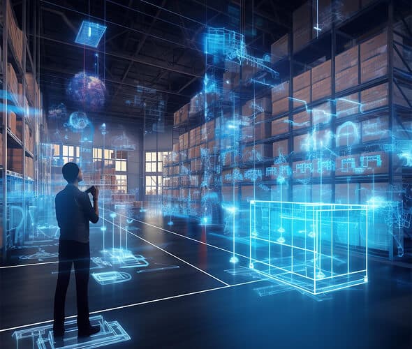 man looking at digital data
