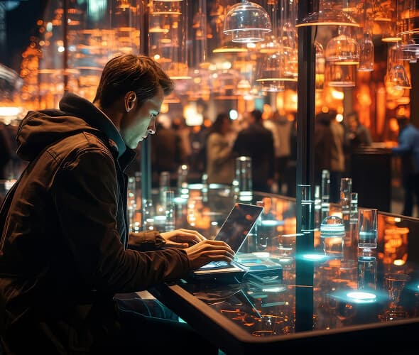 boy on his pc night life
