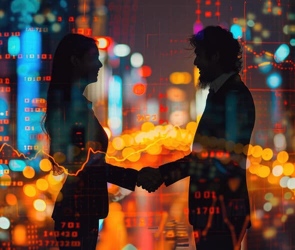 male female shakehands